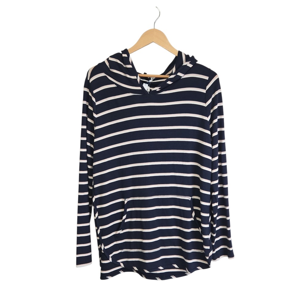 Market & Spruce Striped Milania French Terry Hooded Top Women's XL Long Sleeve - Picture 2 of 6